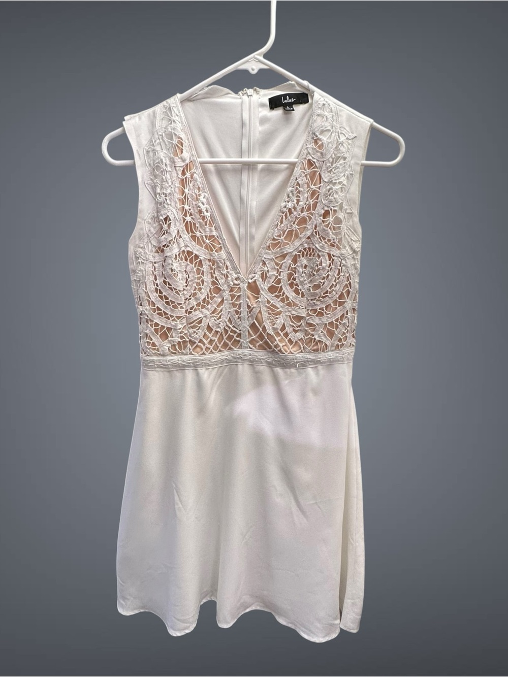 Lulus Florentia White Crochet Lace Skater Dress size Large